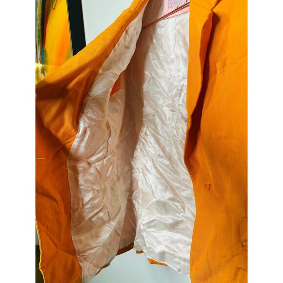 SANDRO Orange Crepe Collar Front Button Long Sleeves Harper Blazer Size 36 - Picture 9 of 16